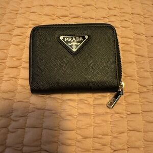 Prada Black Saffiano Leather Zip Wallet